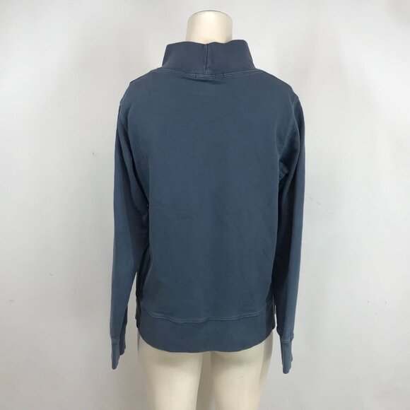 MARINE LAYER - WOMEN'S SMALL - BLUE LONG SLEEVE MOCK COLLAR COTTON TOP SHIRT - Picture 5 of 8